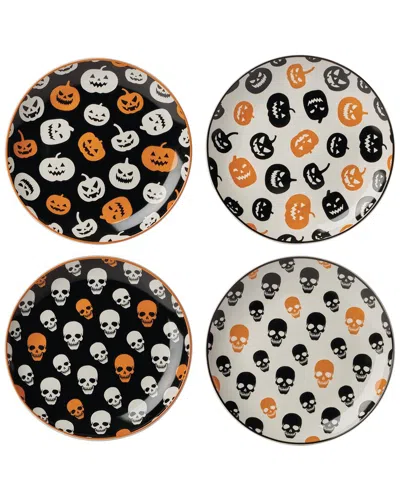 Oneida Set Of 4 Vintro Halloween Accent Plates In Black