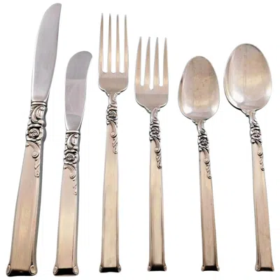 Pre-owned Oneida Silver Rose By  Sterling Silver Flatware Set For 12 Service 80 Pieces In Red