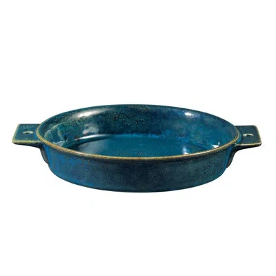 Oneida Studio Pottery Blue Moss Tapas Dish W/ Handle, 7.5 In By  (case Of 24) (porcelain) In Gold;blue Moss