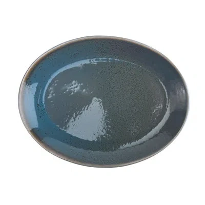 Oneida Terra Verde Dusk Coupe Oval Platters, 11", By  In Blue