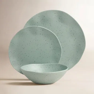 Oneida Terrazzo Melamine 12 Piece Dinnerware Set In Mint