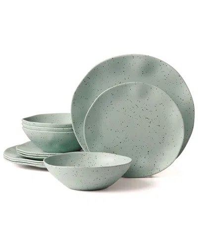 ONEIDA ONEIDA TERRAZZO MINT MELAMINE 12PC DINNERWARE SET