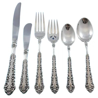 Pre-owned Oneida Venetian Scroll By Heirloom  Sterling Silver Flatware Set Service 74 Pcs
