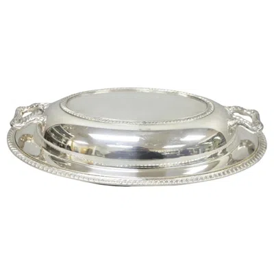Pre-owned Oneida Vintage  Fiesta Silver Plated Oval Covered Vegetable Serving Dish Platter