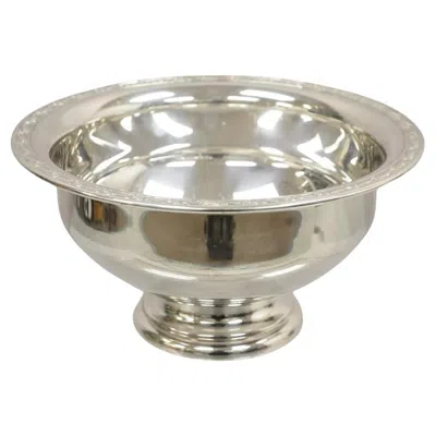 Pre-owned Oneida Vintage  Usa Modern Silver Plated Pedestal Base Punch Bowl