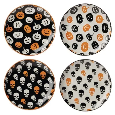Oneida Vintro Halloween Accent Plates, Set Of 4 In Black;white;orange
