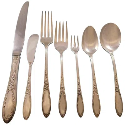 Pre-owned Oneida Virginian By  Sterling Silver Flatware Set For 12 Service 92 Pieces In Brown