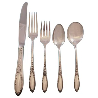 Pre-owned Oneida Virginian By  Sterling Silver Flatware Set For 6 Service 35 Pieces Vintage In Brown