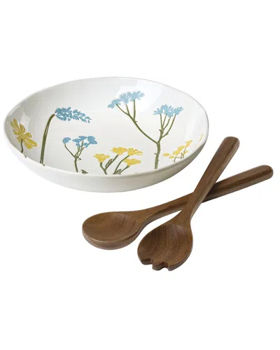 Oneida Wildflowers Salad Bowl With Severs Set In Multi
