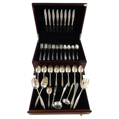 Pre-owned Oneida Young Love By  Sterling Silver Flatware Set For 8 Service 48 Pieces In Black