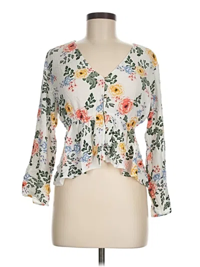 Pre-owned O'neill 3/4 Sleeve Blouse In White