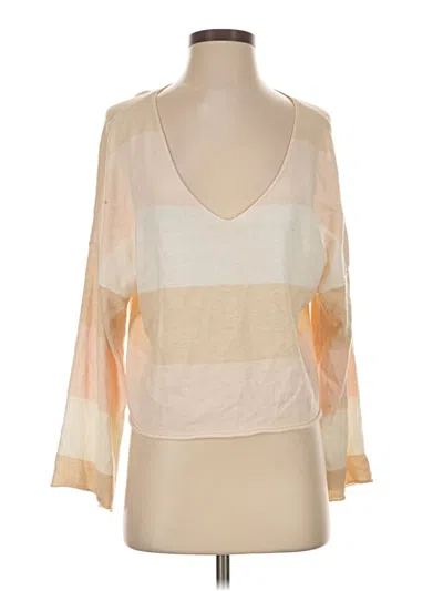 Pre-owned O'neill 3/4 Sleeve Top Ivory Plunge Neckline Tops