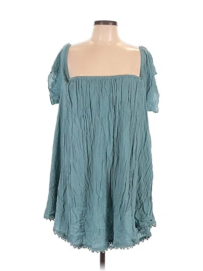 Pre-owned O'neill 3/4 Sleeve Top Teal Cold Shoulder Neckline Tops