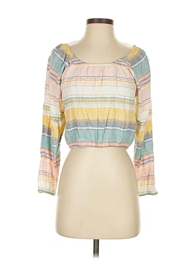 Pre-owned O'neill 3/4 Sleeve Top Yellow Square Neckline Tops