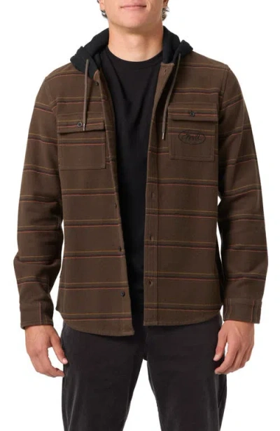 O'neill Archer Hooded Button-up Shirt In Brown