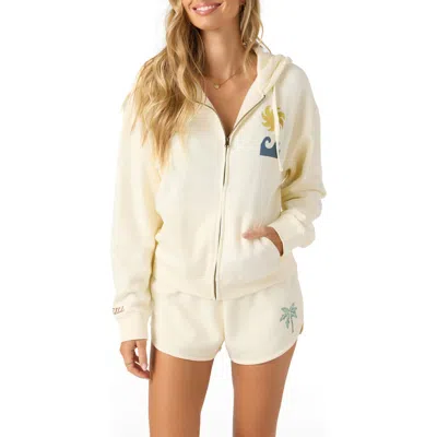 O'neill Atwood Palma Graphic Zip-up Hoodie In White