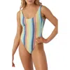 O'neill Beach Bound Stripe North Shore One-piece Swimsuit In Coral Multi Colored