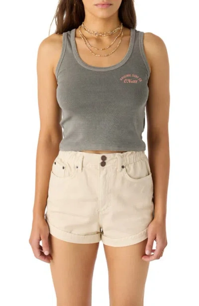 O'neill Beach Breaker Graphic Crop Tank In Smoked Pearl