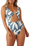 O'neill Beach Hut Geo-print Cut-out One-piece Swimsuit In Slate