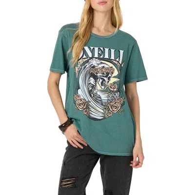 O'neill Begonias Cotton Graphic T-shirt In Silver Pine