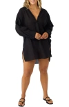 O'neill Belizin Long Sleeve Cover-up Tunic In Black