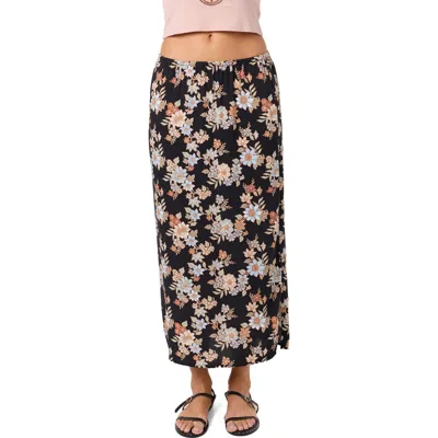 O'neill Bellamy Bali Floral Midi Skirt In Black