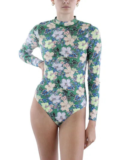 O'neill Bellamy Mrtossurf Womens Floral Beachwear One-piece Swimsuit In Green