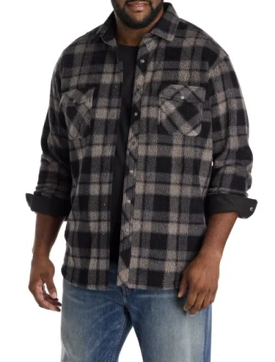 O'neill Big & Tall Glacier Plaid Superfleece Flannel Shirt Jacket In Black