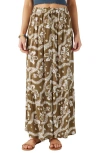 O'neill Juniors' Blaine Printed Button-front Maxi Skirt In Military Olive