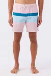 O'neill Block Volley Elastic Waist 17" Swim Trunks In Pink Dust