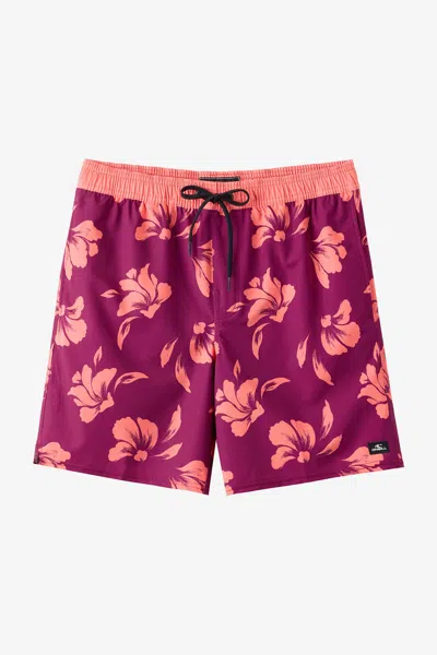 O'neill Kids' Boy's Hermosa Elastic Waist Lined 16" Swim Trunks In Purple
