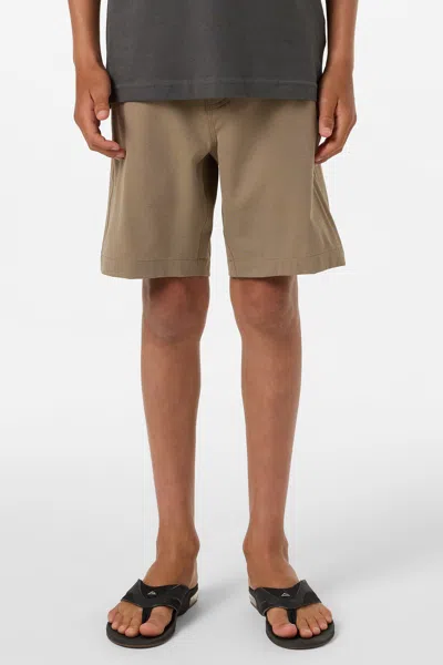 O'neill Boy's Reserve Light Check Elastic Waist 16" Hybrid Shorts In Brown