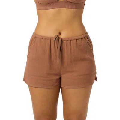 O'neill Brenda Cotton Gauze Shorts In Brown