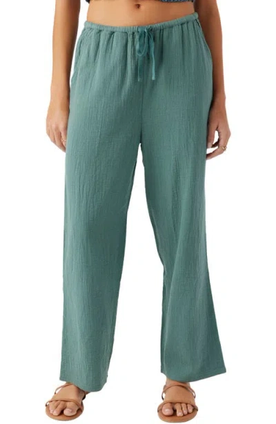 O'neill Juniors' Brenda Cotton Gauze Wide-leg Pants In Silver Pine