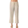 O'neill Juniors' Brenda Cotton Gauze Striped Pants In Tapioca