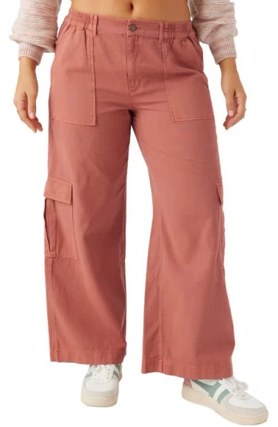 O'neill Brexton Wide Leg Twill Cargo Pants In Cedar Wood