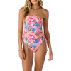 O'neill Cabana Yucatan Floral Strapless Cinched Tie One-piece Swimsuit