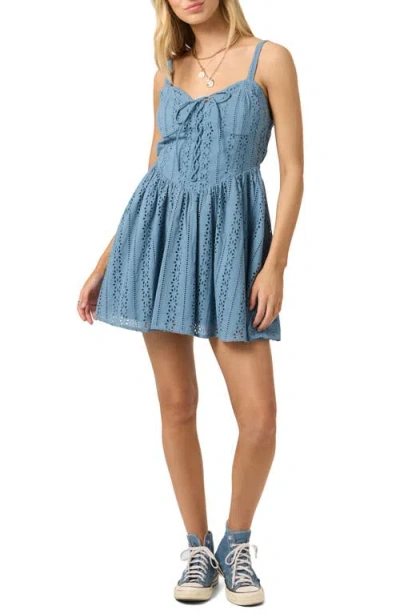 O'neill Camden Embroidered Minidress In Blue