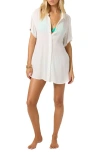 O'neill Carlee Saltwater Solids Cover-up Shirtdress In Vanilla