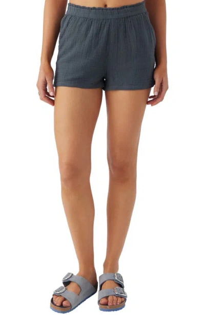 O'neill Carlie Cotton Double Gauze Shorts In Slate