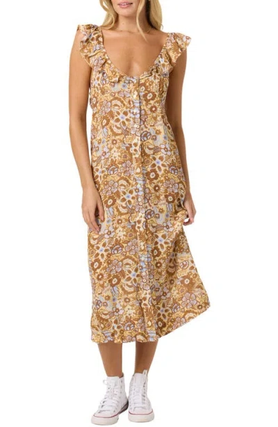 O'neill Carrington Izabelle Floral Midi Dress In Neutral