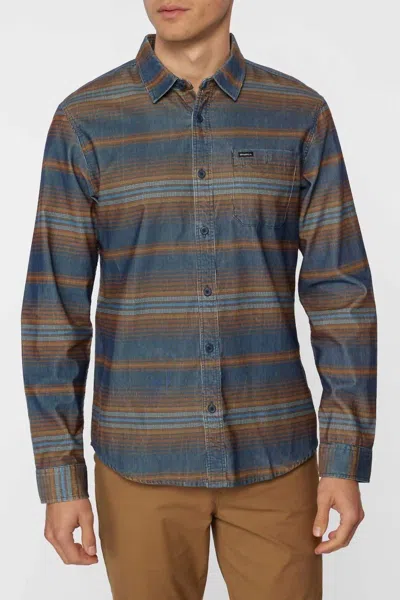 O'neill Caruso Stripe 2 Long Sleeve Woven Shirt In Navy Stripe In Multi