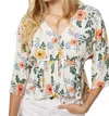 O'neill Celine V-neck Floral Top In Winter White In White