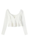 O'neill Chloey Ruffle Jacquard Peplum Top In Multi