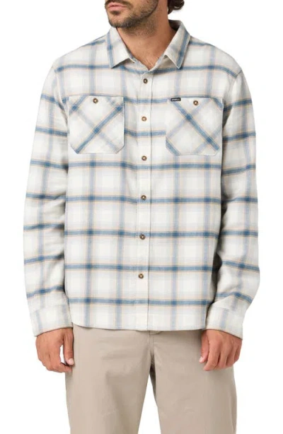 O'neill Coastline Plaid Stretch Cotton Flannel Button-up Shirt In White