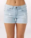 O'neill Codie Raw Hem Denim Short In Light Indigo Bleach In Blue