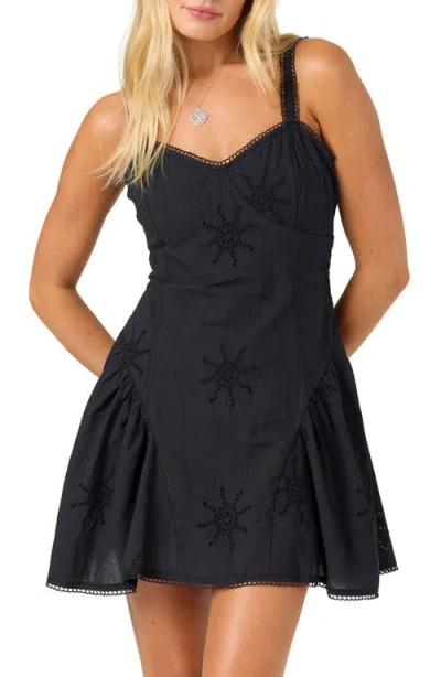 O'neill Conor Sunshine Eyelet Minidress In Black