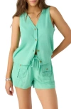 O'neill Corey Button-up Vest In Jade Cream