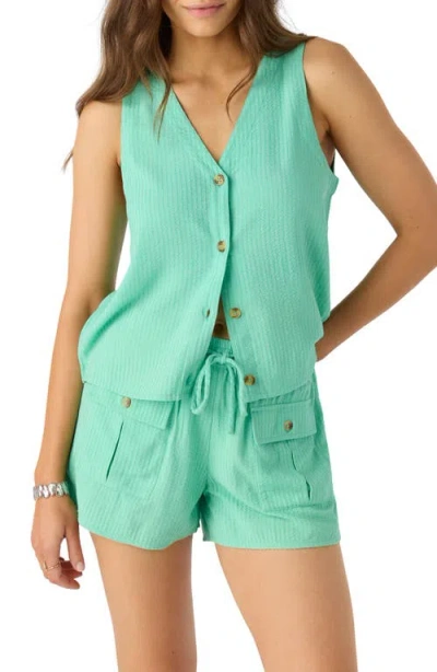 O'neill Corey Button-up Vest In Jade Cream