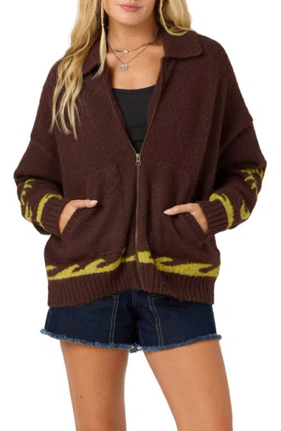 O'neill Corrine Zip Up Sweater In Brown